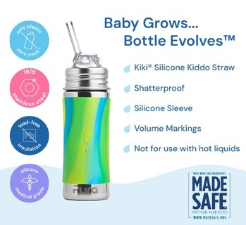Foto 4 | Foto 4 | Botella De Pajita Pura Kiki De Acero Inoxidable De 325 Ml Con Funda Para Niños - Venta Internacional.