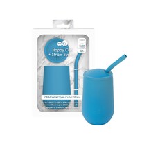 Cup Ezpz Happy Cup + Straw System 100% Silicona 240 Ml Azul - Venta Internacional.