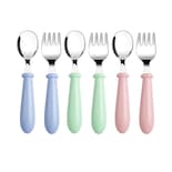 Acero Inoxidable Bebés Kit Cubiertos Cuchara Tenedor Rosa, Verde Y Azul