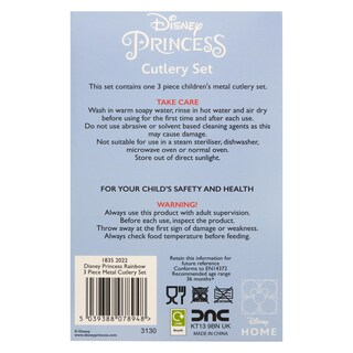Foto 3 | Foto 3 | Juego De Cubiertos Reutilizables Disney Princess De Metal Para Niños De 12 M O Más - Venta Internacional.