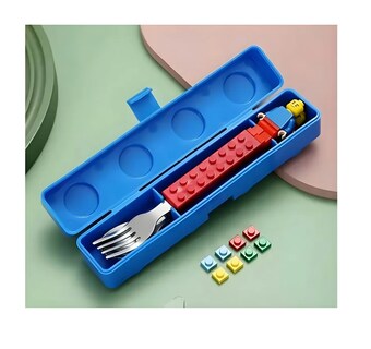 Foto 2 | Foto 2 | Juego De Cubiertos Estilo Lego Niño Niña Set Cuchara Tenedor