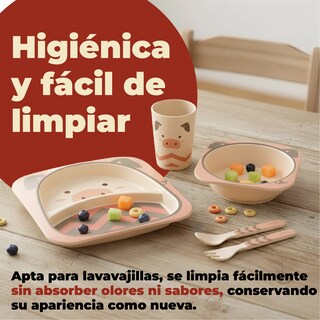 Foto 5 | Foto 5 | Set de Alimentación Infantil Portátil con Diseño de Cerdito