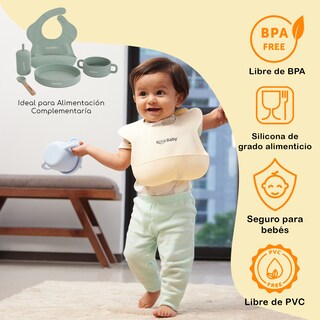 Foto 2 | Foto 2 | Juego de Alimentación de Silicón para Bebé Kool Baby C4 Verde 6 Piezas
