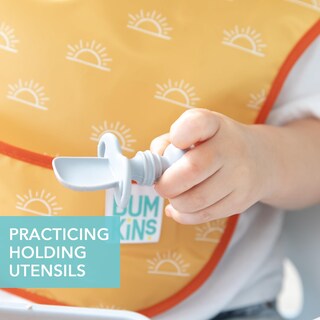 Foto 3 | Foto 3 | Cuchara y Tenedor para Bebés Bumkins Chewtensils de Silicona Gris - Venta Internacional