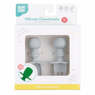 Foto 7 | Foto 7 | Cuchara y Tenedor para Bebés Bumkins Chewtensils de Silicona Gris - Venta Internacional