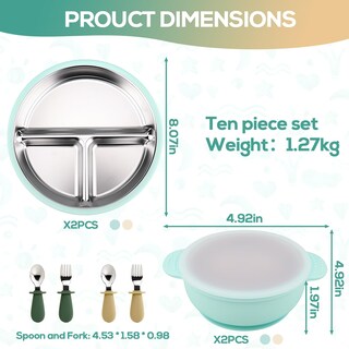 Foto 2 | Foto 2 | Juego De Platos Y Cuencos Para Niños Pequeños Mity Rain De Acero Inoxidable - Venta Internacional.