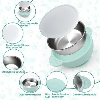 Foto 3 | Foto 3 | Juego De Platos Y Cuencos Para Niños Pequeños Mity Rain De Acero Inoxidable - Venta Internacional.