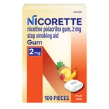 Chicle De Nicotina Nicorette, 2 Mg, Sabor Fruit Chill, 100 Unidades - Venta Internacional.