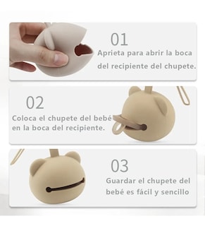 Foto 3 | Foto 3 | Porta Chupones Bebé Belug Silicona Estuche Para Guardar Chupete Beige