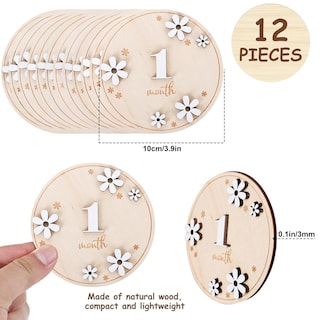 Foto 2 | Foto 2 | Baby Monthly Milestone Cards Whaline, 12 Unidades, 3d, Madera De Margarita - Venta Internacional.