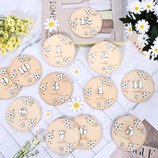 Foto 3 | Foto 3 | Baby Monthly Milestone Cards Whaline, 12 Unidades, 3d, Madera De Margarita - Venta Internacional.