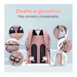 Foto 5 | Foto 5 | Mochila Pañalera Impermeable con Usb para Cargar color Rosa
