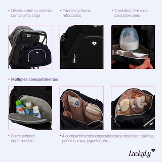 Foto 6 | Foto 6 | Pañalera Moderna Alena Luckyly Múltiples Compartimentos Repelente Al Agua Bolsas Térmicas Biberón Con Cambiador Impermeable