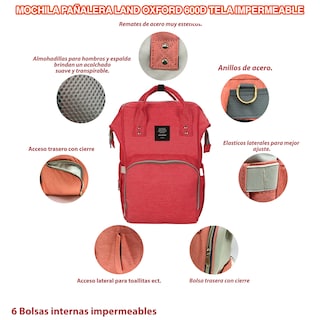 Foto 2 | Foto 2 | Mochila Pañalera Land Moderna Practica Bebes Térmica Oxford Tangerina Ecobaby Original