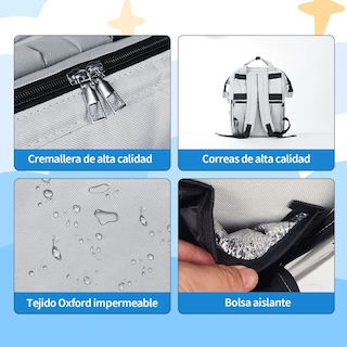 Foto 5 | Foto 5 | Pañalera Mochila Belug Para Bebe Impermeable Cambiador Mochila 3pz Gris