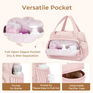 Foto 5 | Foto 5 | Bolsa De Pañales Telena Travel Crossbody, Grande, Rosa Con Funda - Venta Internacional.