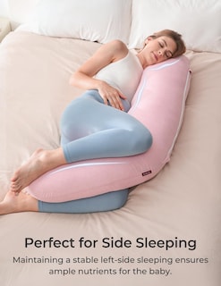 Foto 3 | Foto 3 | Almohada Corporal Momcozy En Forma De J Para Embarazo Con Funda De Jersey Rosa - Venta Internacional.