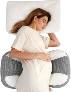 Foto 1 | Foto 1 | Almohada De Embarazo Momcozy Plus En Forma De W Ajustable Gris/blanco - Venta Internacional.