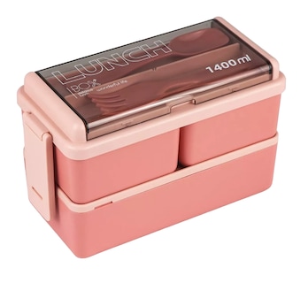 Foto 1 | Foto 1 | Lonchera Desmontable Lunch Box 2 Niveles color Rosa con Cubiertos