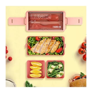Foto 2 | Foto 2 | Lonchera Desmontable Lunch Box 2 Niveles color Rosa con Cubiertos