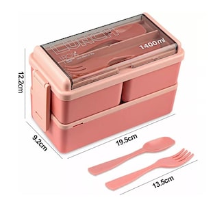 Foto 4 | Foto 4 | Lonchera Desmontable Lunch Box 2 Niveles color Rosa con Cubiertos