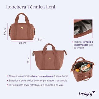 Foto 6 | Foto 6 | Lonchera Luckyly Leni Bolsa Almuerzo Mujer Térmica Impermeable Con Compartimento Grande Botones Despegables Anti Derrames Coral