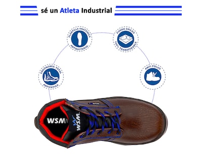 Foto 6 | Foto 6 | Zapato De Seguridad Industrial Wsm 2958-mt Color Marrón - Cómodo Y Ligero