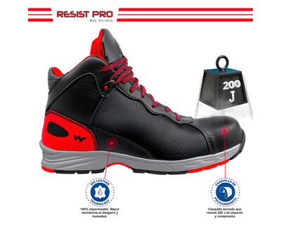Foto 3 | Foto 3 | Tenis WSM Potenza color Negro de Seguridad y Trabajo Bota muy Ligera