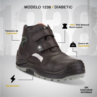 Foto 2 | Foto 2 | Botas De Trabajo Para Diabeticos Anticlavos Comando Modelo 1238 Ergonomicas Industriales De Piel Con Casco De Seguridad