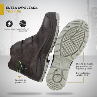 Foto 4 | Foto 4 | Botas De Trabajo Para Diabeticos Anticlavos Comando Modelo 1238 Ergonomicas Industriales De Piel Con Casco De Seguridad