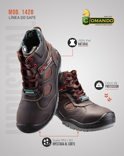 Foto 2 | Foto 2 | Botas De Trabajo Comando Modelo 1420 Ergonomicas Industriales De Piel Con Casco De Seguridad
