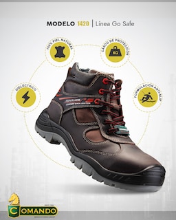 Foto 3 | Foto 3 | Botas De Trabajo Comando Modelo 1420 Ergonomicas Industriales De Piel Con Casco De Seguridad