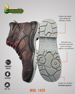 Foto 4 | Foto 4 | Botas De Trabajo Comando Modelo 1420 Ergonomicas Industriales De Piel Con Casco De Seguridad