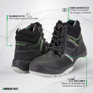 Foto 4 | Foto 4 | Botas De Trabajo Comando Modelo 1422 Ergonomicas Industriales De Piel Con Casco De Seguridad