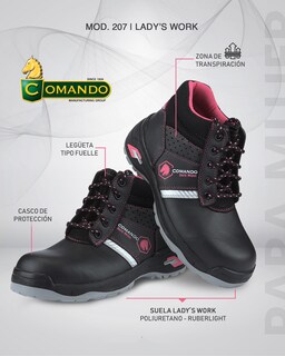 Foto 2 | Foto 2 | Botas De Trabajo Para Mujer Comando Modelo 207 Ergonomicas Industriales De Piel Con Casco De Seguridad