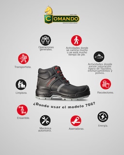 Foto 3 | Foto 3 | Botas De Trabajo Comando Modelo 706 Ergonomicas Industriales De Piel Con Casco De Seguridad