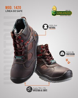 Foto 2 | Foto 2 | Botas De Trabajo Comando Modelo 1420 Ergonomicas Industriales De Piel Con Casco De Seguridad