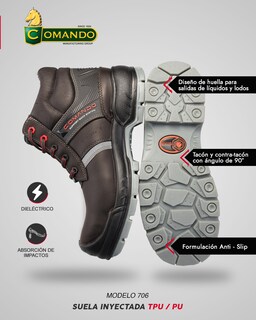 Foto 3 | Foto 3 | Botas De Trabajo Comando Modelo 706 Ergonomicas Industriales De Piel Con Casco De Seguridad
