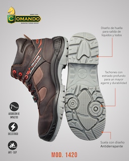 Foto 4 | Foto 4 | Botas De Trabajo Comando Modelo 1420 Ergonomicas Industriales De Piel Con Casco De Seguridad