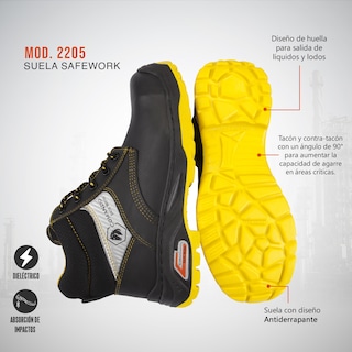 Foto 4 | Foto 4 | Botas De Trabajo Comando Modelo 2205 Ergonomicas Industriales De Piel Con Casco De Seguridad
