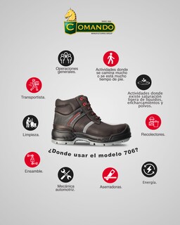 Foto 4 | Foto 4 | Botas De Trabajo Comando Modelo 706 Ergonomicas Industriales De Piel Con Casco De Seguridad