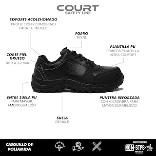 Foto 6 | Foto 6 | Tenis de Seguridad Court Titanium de Piel para Hombre