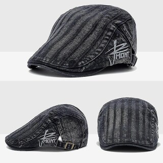 Foto 3 | Foto 3 | Boina A Rayas Para Mujer Peaked Cap Huoguo Protección Solar Gris - Venta Internacional.