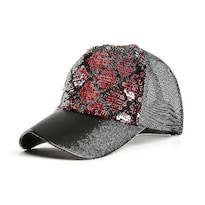 Gorra De Béisbol Huoguo  Bicolor  Entramado De Diamantes  Lentejuelas Y Lentejuelas - Venta Internacional.