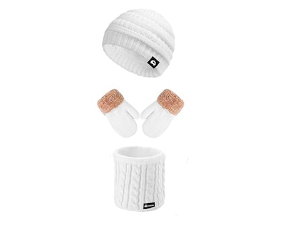Foto 1 | Foto 1 | Juego de Gorro / Bufanda / Guantes Invernales Bluelander Blancos para Niños