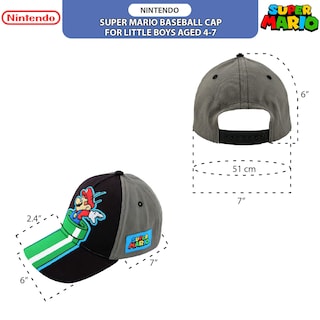Foto 7 | Foto 7 | Gorra De Béisbol Nintendo Super Mario Grey Para Niños De 4 A 7 Años - Venta Internacional.