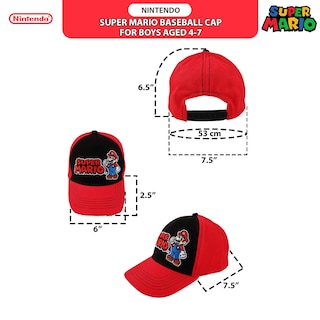 Foto 7 | Foto 7 | Gorra De Béisbol Nintendo Super Mario Rojo/negro Para Niños De 4 A 7 Años - Venta Internacional.