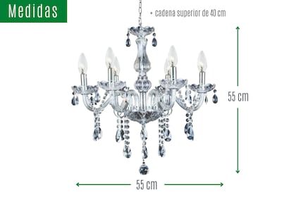 Foto 2 | Foto 2 | Candelabro de Cristal Iliosinnova Transparente 6 Focos Estilo Europeo