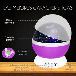 Foto 2 | Foto 2 | Lámpara de Noche Malubero con Proyector Estrella Púrpura