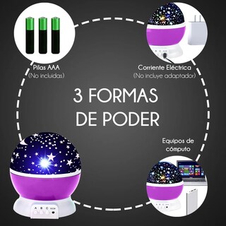 Foto 3 | Foto 3 | Lámpara de Noche Malubero con Proyector Estrella Púrpura